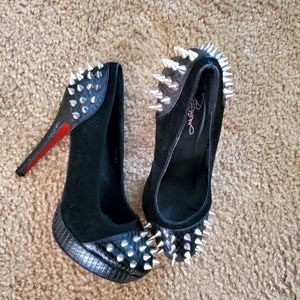 Spiked Suede High Heels